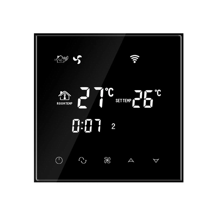 Termostat klimakonwektora Wi-Fi z czarnym szklanym ekranem TGT70-AC