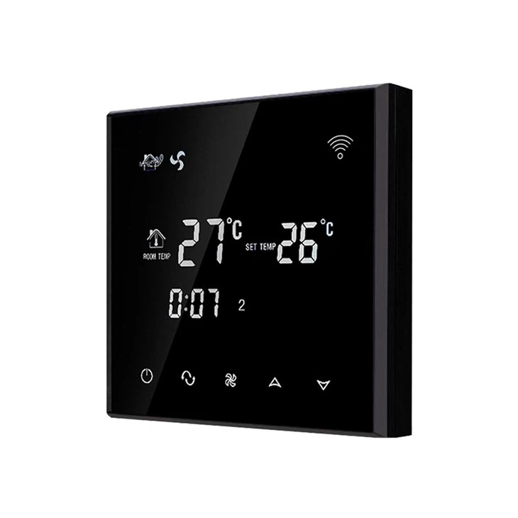 Black Glass Screen Wifi Fan Coil Thermostat TGT70-AC